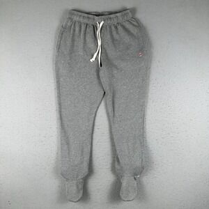 Feejays Pants Medium Gray Soft Fleece Footed Lounge Pajama Unisex Drawstring